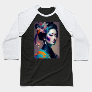 Japanese Geisha In Colorful Oil Paints. Gift Idea For Japan Fans 2 Baseball T-Shirt